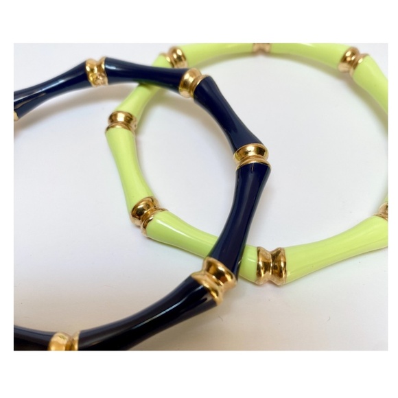 Pair of Enamelled Bamboo Bangle Bracelets - Picture 3 of 4